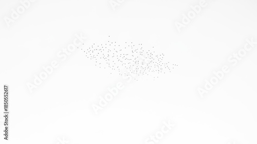 Murmuration of Starlings Flying in White Sky Abstract