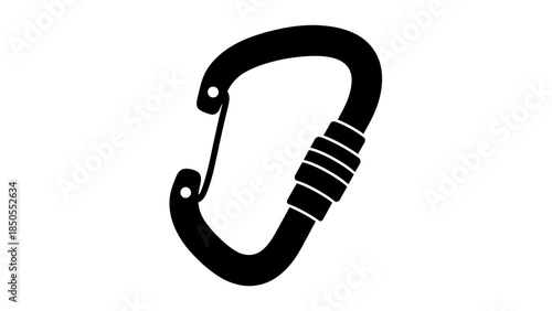 Carabiner Climbing Clip Equipment Icon on Isolated White Background