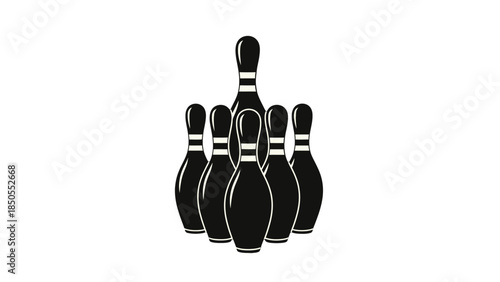 Set of Bowling Pins Icon on Isolated White Background