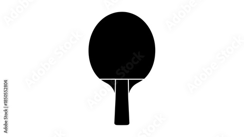Table tennis paddle or ping-pong racket with a black silhouette on an isolated white background.