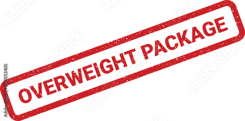A grunge red rubber stamp displays the phrase overweight package, suitable for warning labels on large shipments