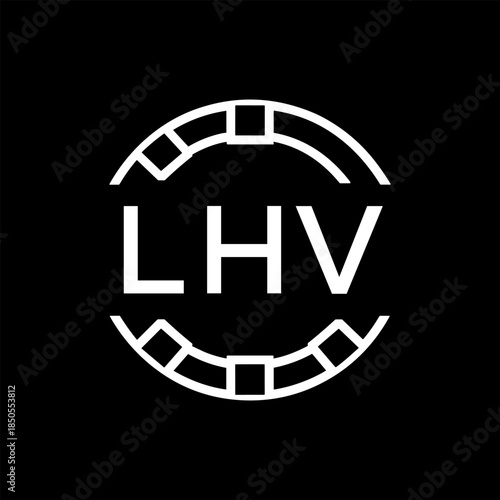 Clean Line Art Monogram Emblem for Brands, LHV Later Logo, Unique Letter Logo with Circular Motif,
