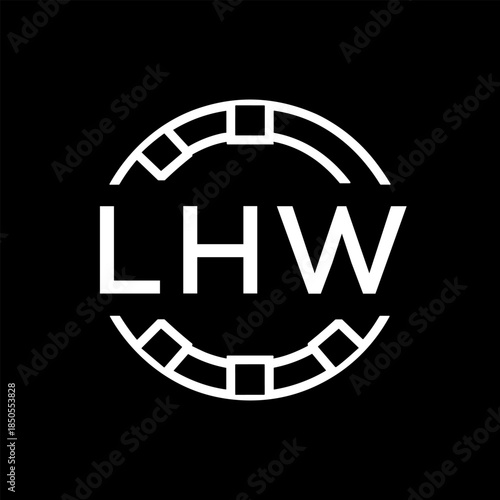 Clean Line Art Monogram Emblem for Brands, LHW Later Logo, Unique Letter Logo with Circular Motif,
