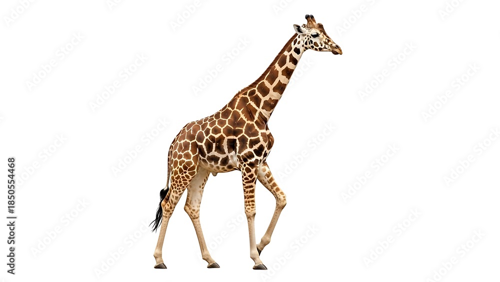 Obraz premium Giraffe Isolated Animal African Safari Wildlife Tall Mammal Wild Nature Zoology