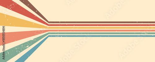 Stripe rainbow groovy. Retro abstract poster with artistic wavy lines. Vintage feel for modern or classic design. Vector illustration.