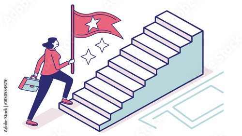 Climbing the ladder of success achieving goals with steady determination