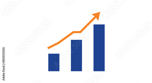 Free Download business growth chart with rising bar graph and upward arrow icon on white background for financial success analytics presentations - GFXLoad