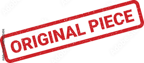 A textured red rectangular stamp prominently displays ORIGINAL PIECE in bold uppercase letters signifying unique artwork