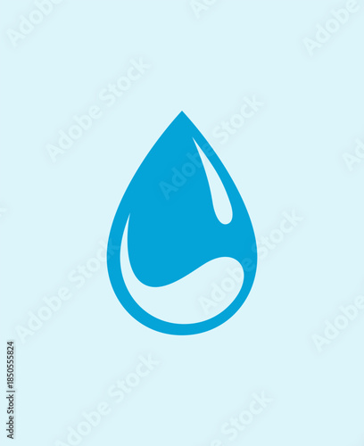 Clean flat design illustration of a liquid droplet. Perfect for nature conservation, plumbing services, skincare products, or weather app interfaces.
Simple blue raindrop graphic with white highlights