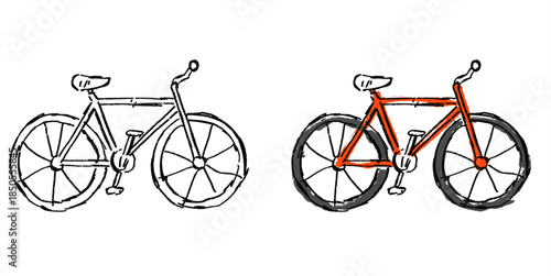 Grunge sketch handdrawn bike icon vector for urban style and extreme sports. Ideal for street art, bicycle repair shops, and rough racing ads.