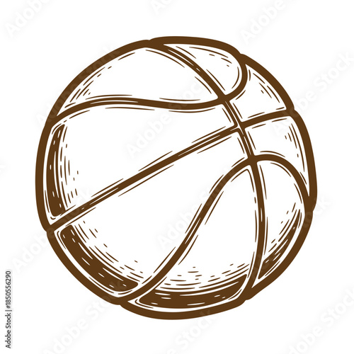 Hand drawn basketball illustration brown sketch vintage style sport ball graphic element