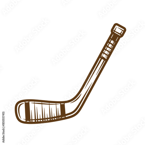 Vintage sketch illustration of a hockey stick isolated on a white background