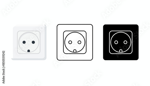 Electrical Outlets in Various Shades on a Clean Background