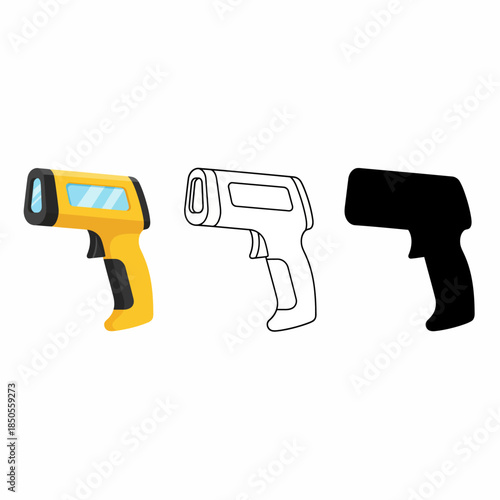 Digital Illustration of Infrared Thermometers in Various Styles