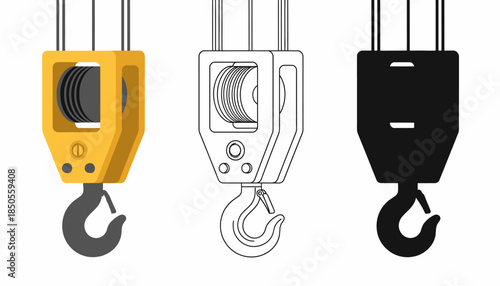 Crane Hooks in Various Colors and Illustrative Styles