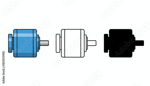 Technical Illustration of Industrial Components in Various Rendering Styles