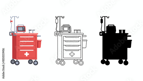 Medical carts in various styles on a white background