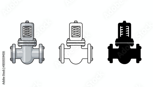 Industrial Valves in Various Rendering Styles on a Neutral Background