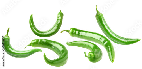 contemporary photograph of green chili peppers set against a black backdrop, ideal for blogs, recipes, or culinary-themed presentations.