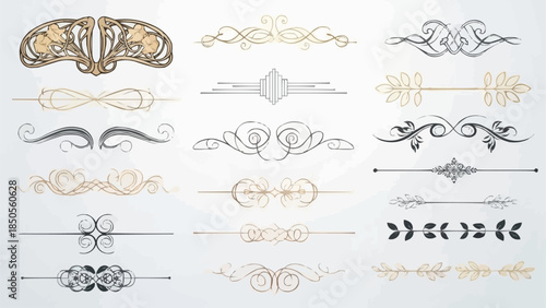 Collection of elegant decorative dividers and ornaments in various styles.