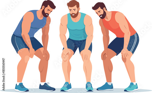 Fit Young Men Suffering from Severe Lower Back Pain and Muscle Strain After Intensive Fitness Workout Session