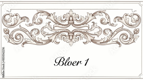 Elegant Baroque Ornament with Calligraphic Text Bloer 1.