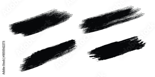 Four black brush strokes on a white background