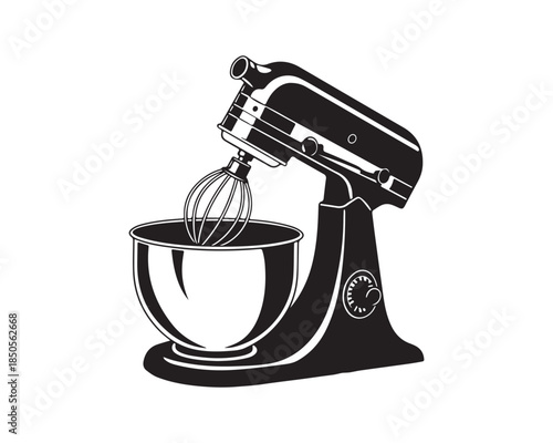 Stand Mixer with Whisk Icon Vector Illustration for Baking and Cooking