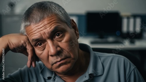 Wallpaper Mural Middle-Aged Male Looking Thoughtful in Office Setting with Neutral Expressions Torontodigital.ca