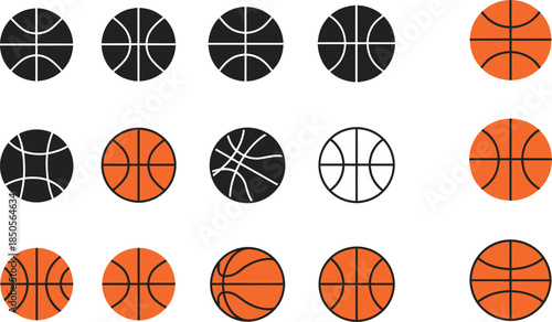 Collection of Basketball Icons and Illustrations in Various Styles sport game
