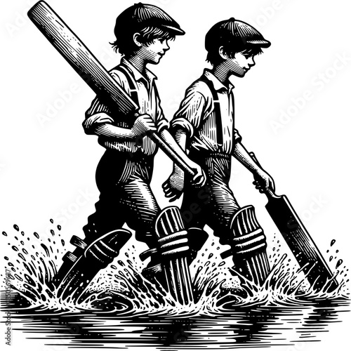 Vector illustration of two medieval knights with swords