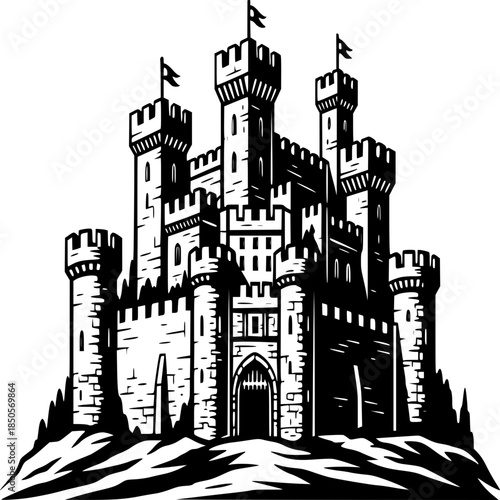 Vector illustration of an old castle isolated on a clean background