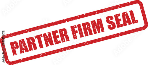 Distressed red rubber stamp imprint displaying the words Partner Firm Seal diagonally for official business verification
