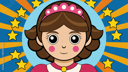Princess character illustration with stars Vector
