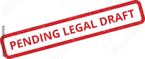 Distressed red rubber stamp vector icon displaying PENDING LEGAL DRAFT text for important legal paperwork