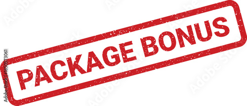 Distressed rubber stamp displaying a package bonus message, ideal for promotions and special offers