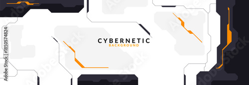 Abstract Modern Tech Background Minimal Geometric Circuit Pattern in Black and Orange