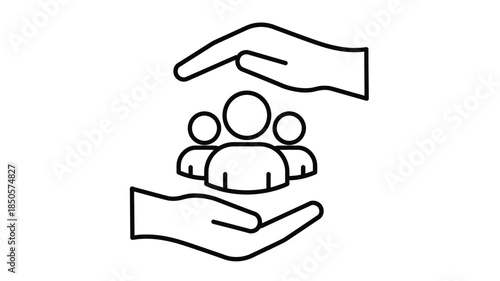 Protecting family with caring hands a symbolic representation silhouette