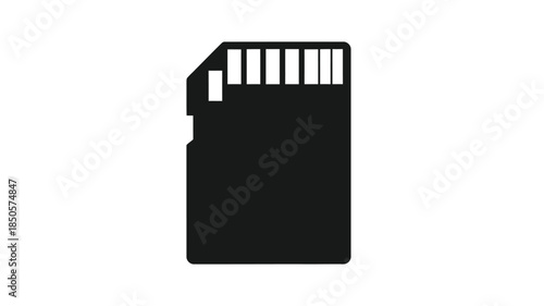 Black sd card isolated on a white background a digital storage silhouette