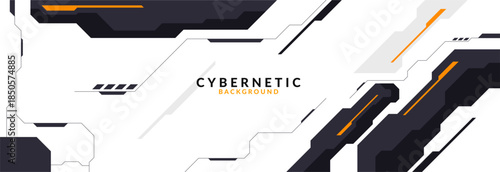 Abstract Modern Tech Background Minimal Geometric Circuit Pattern in Black and Orange