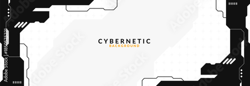 Abstract Modern Tech Background Minimal Geometric Circuit Pattern in Black