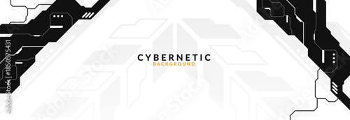 Abstract Modern Tech Background Minimal Geometric Circuit Pattern in Black