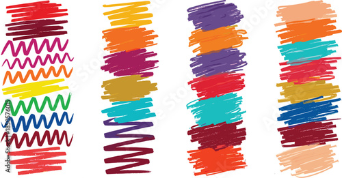 Colorful marker strokes isolated on white background create a vibrant and playful design, perfect for adding a touch of creativity and fun to any project