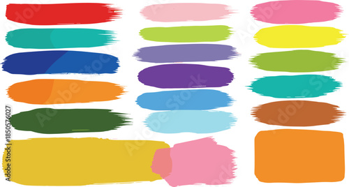 Colorful brush strokes isolated on white background create a vibrant and artistic texture, perfect for adding a touch of creativity to any design project