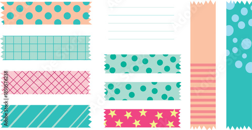 Collection of colorful washi tape strips isolated on white background, perfect for adding a touch of fun and creativity to any project or design element