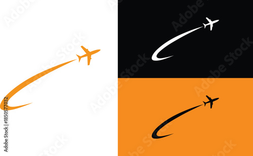 Stylized Airplane Flight Path Logo Concept