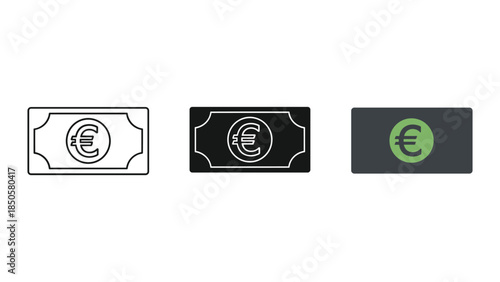 Euro banknote icon set simple