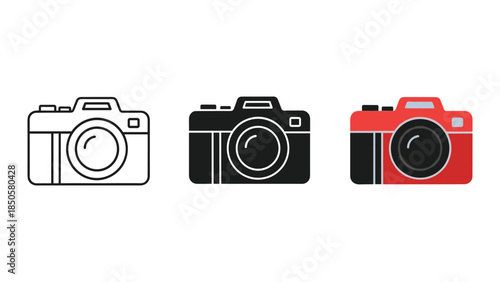 Three Camera Illustrations in Different Colors