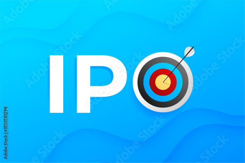 creative ipo initial public offering background with archery target