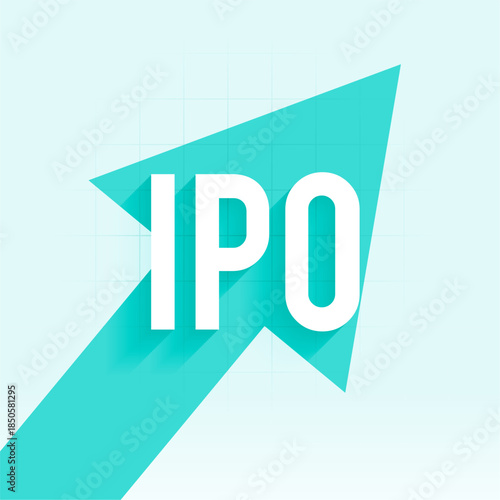 ipo initial public offering concept background with growth arrow